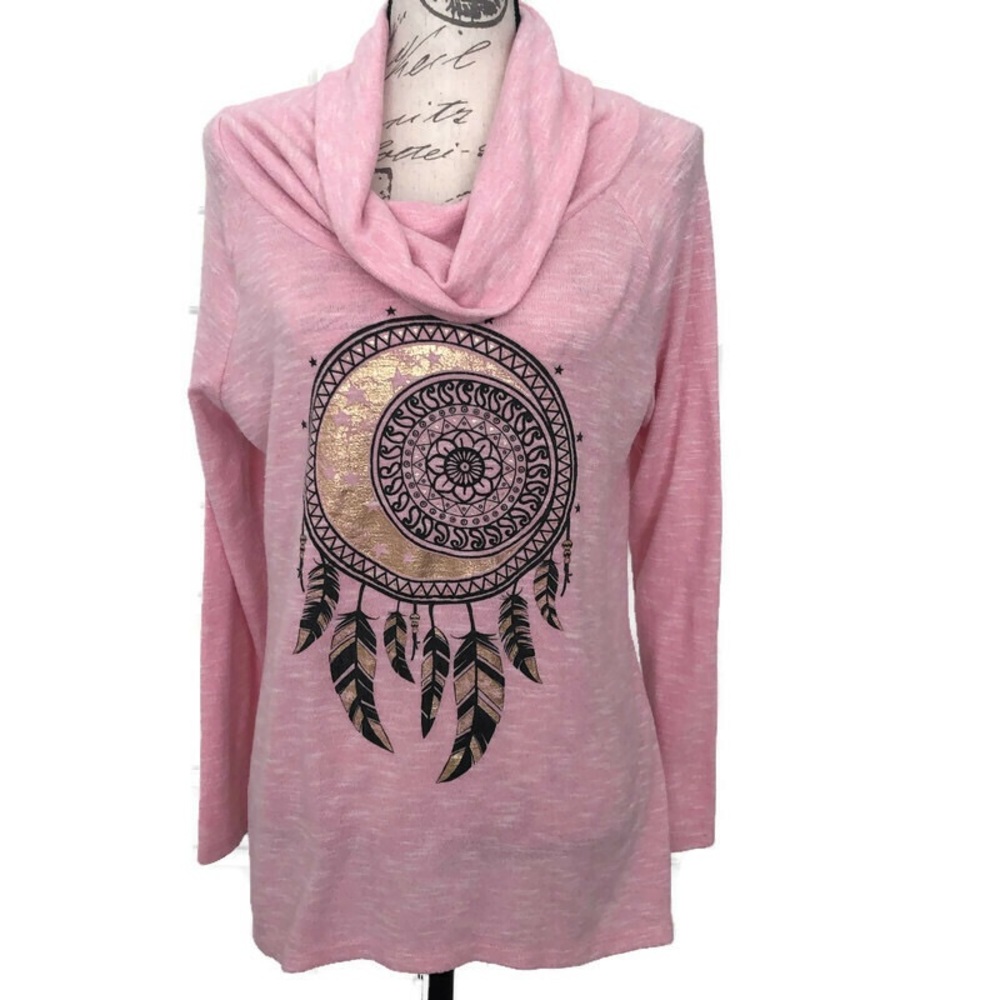 Pink Dreamcatcher Turtleneck Sweater